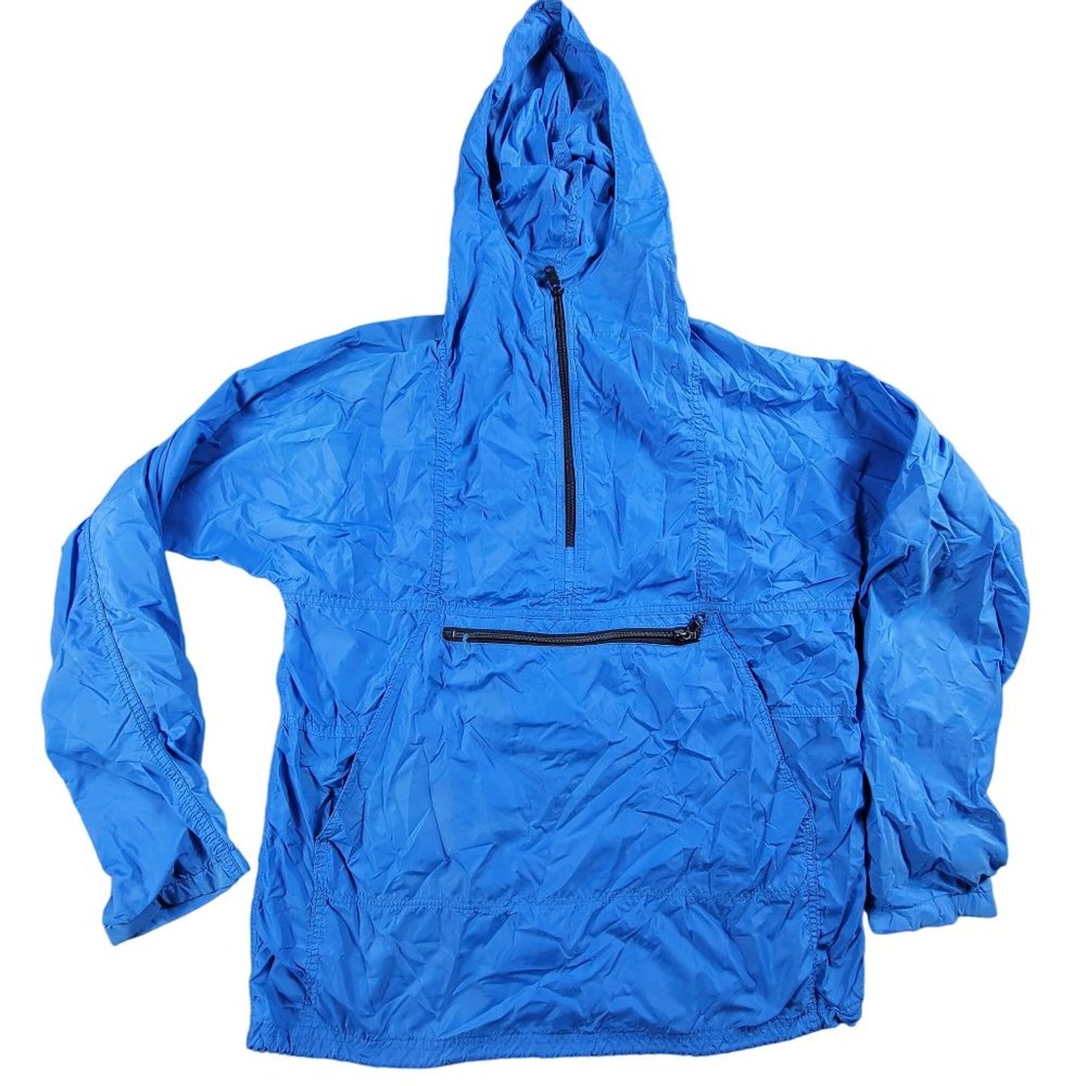 Vintage LL Bean Anorak Adults Medium Blue Windbreaker Jacket Outdoor Made In USA